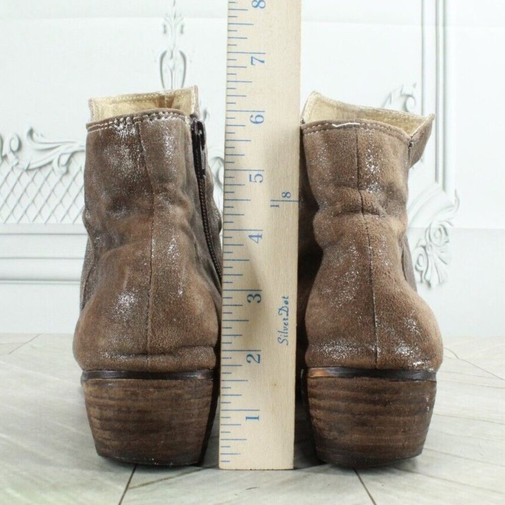 Seychelles Metallic Brown Slouch Side Zip Almond Toe Ankle Boots Size 10 - Picture 6 of 9